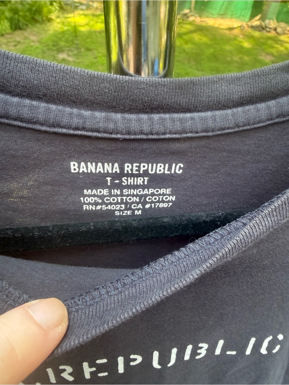 Banana Republic Black Tee with White 'B.REPUBLIC' Stencil - Picture 2 of 3